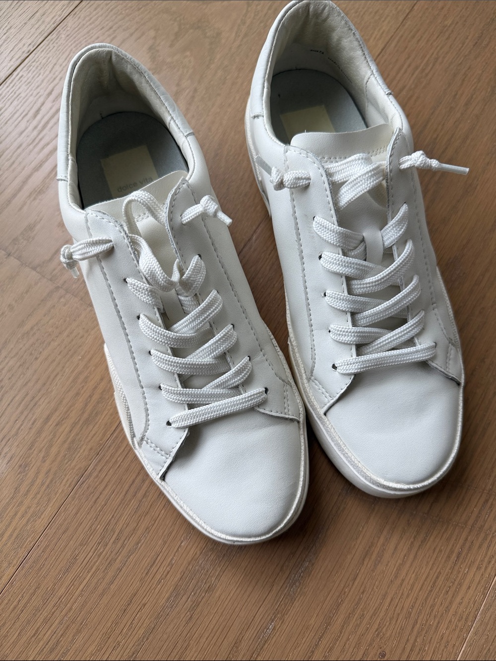 Dolce Vita White Leather Low-Top Sneakers